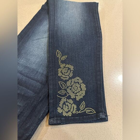 7 For All Mankind Jen7 Angle Skinny Floral Studs Women's Jeans Size 6 - Picture 14 of 15